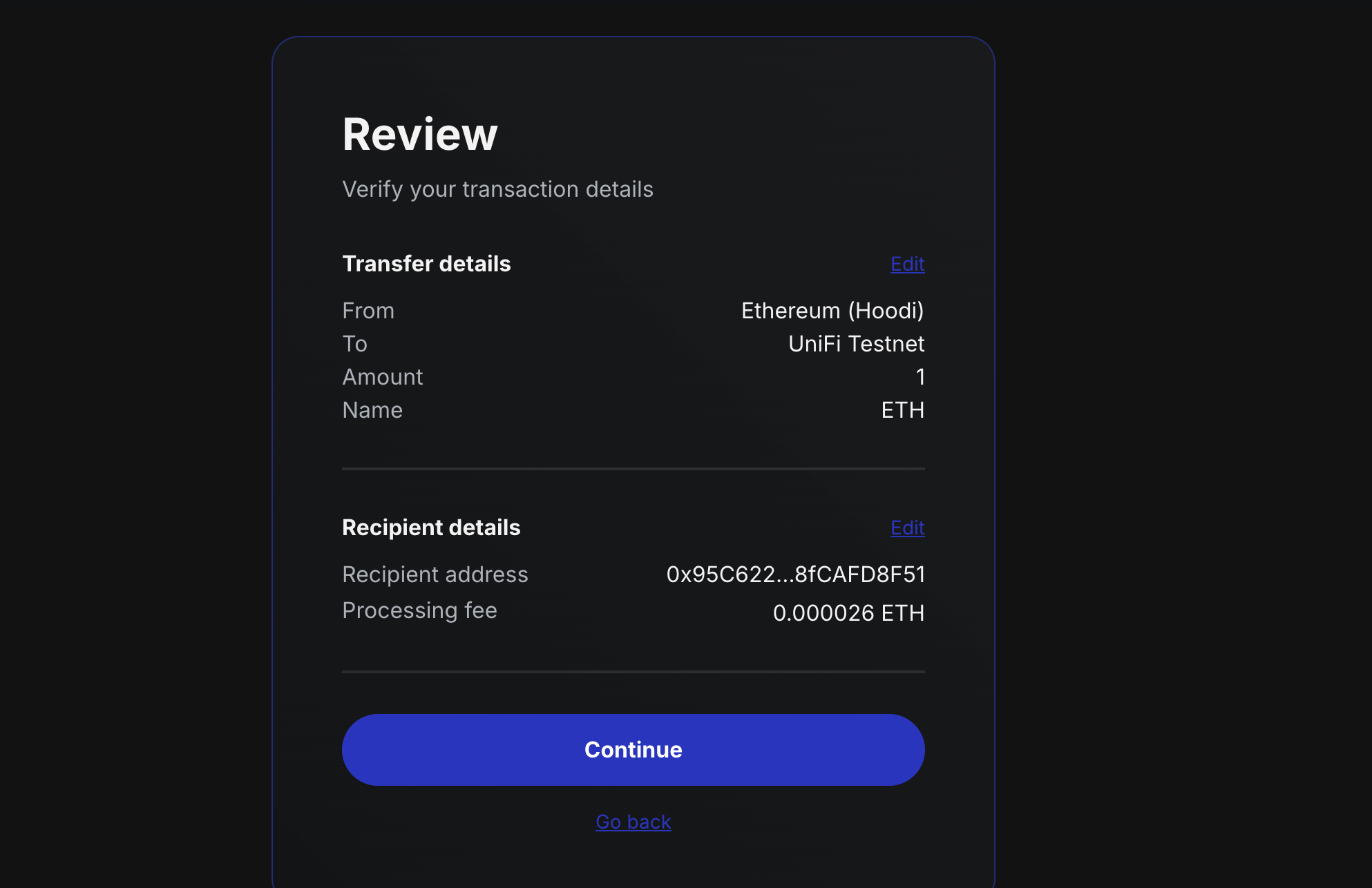 Transaction confirmation